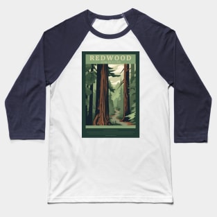 Redwood National Park Vintage Travel Poster Baseball T-Shirt